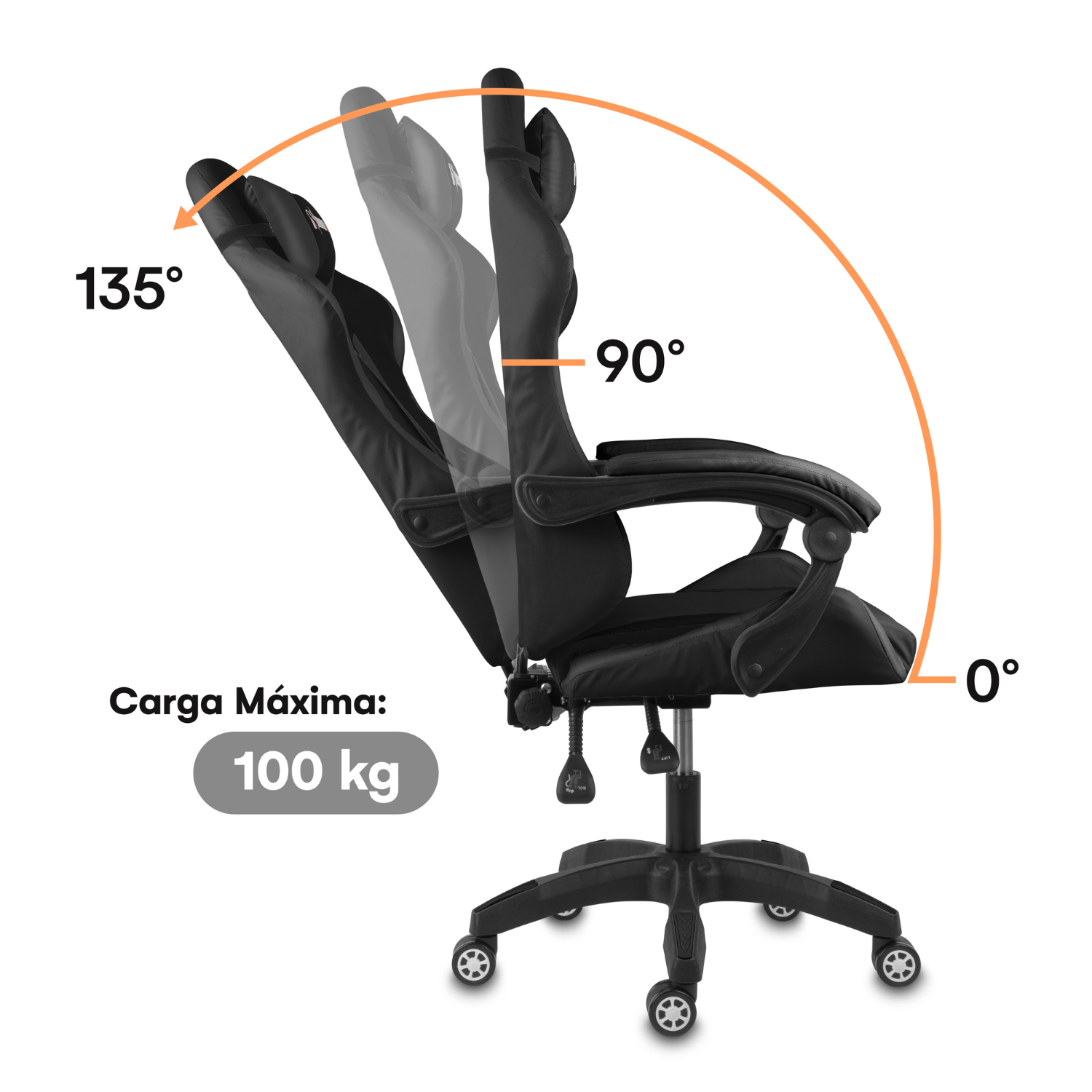 Silla gamer tipo Secretlab TITAN con soporte lumbar ajustable acolchado y diseño ergonómico con Masajeador | NenoTech NT-06650| Negra