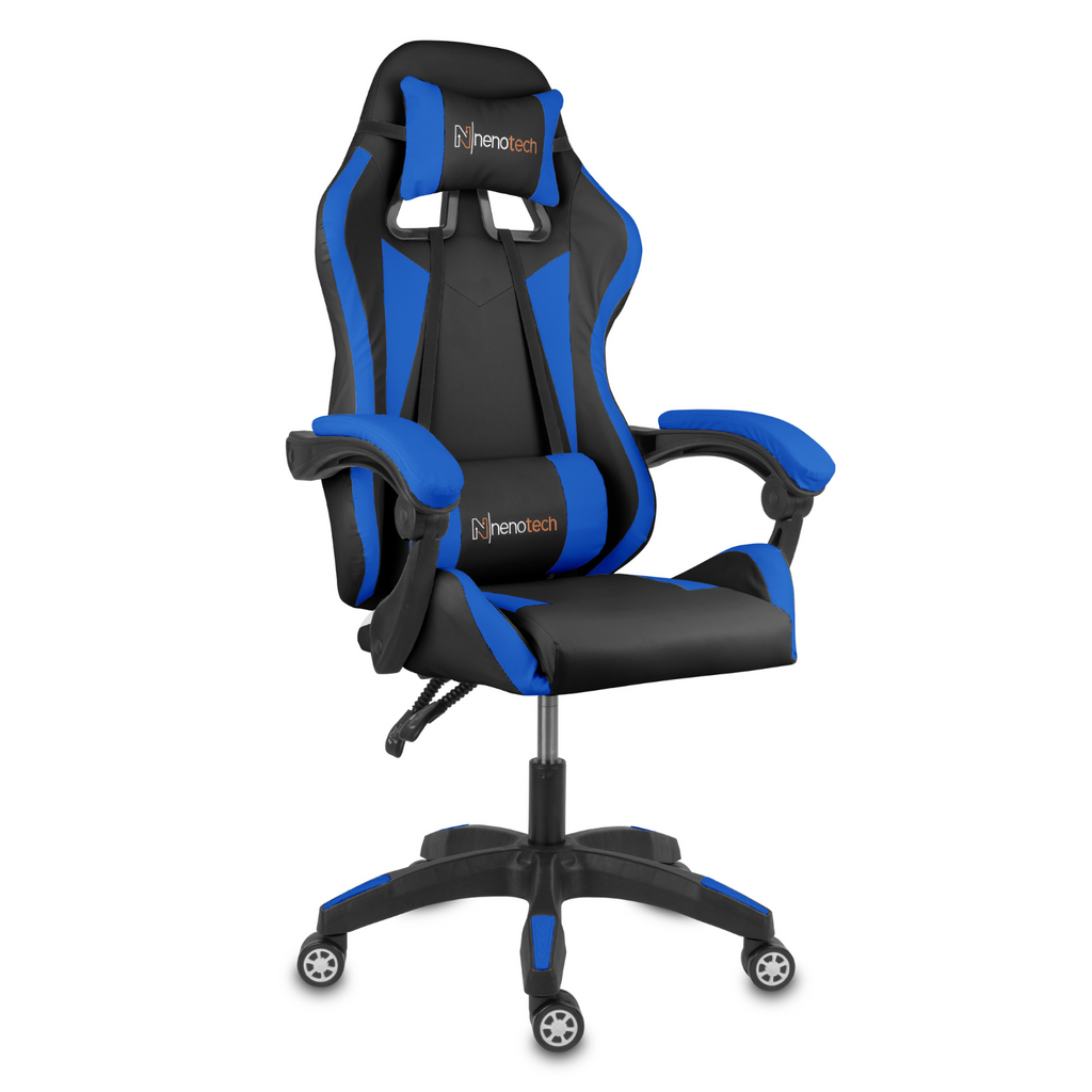 Silla gamer tipo Secretlab TITAN con soporte lumbar ajustable acolchado y diseño ergonómico con Masajeador | NenoTech NT-06650| Azul