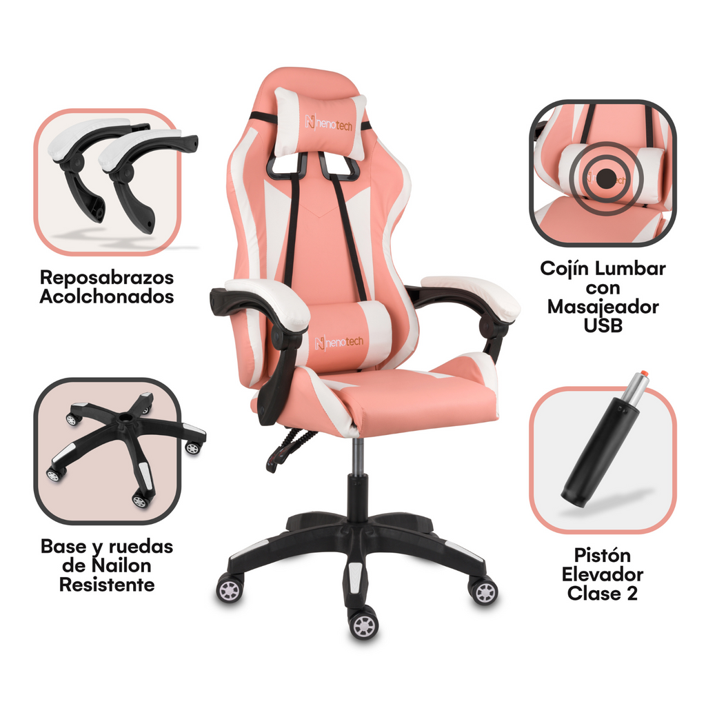 Silla de Oficina Gamer Ergonómica con Masajeador | NenoTech NT-06650| Mejorada para Juegos - Apoyabrazos Ajustables con Reposapiés, Confort y Soporte Perfectos - Regalo Ideal para jóvenes, niños y adultos y Acción de Gracias - Disponible en Varios Colores
Masajeador de espalda| Masajeador Lumbar| Silla Gamer cómoda| La mejor Silla Gamer | Economica