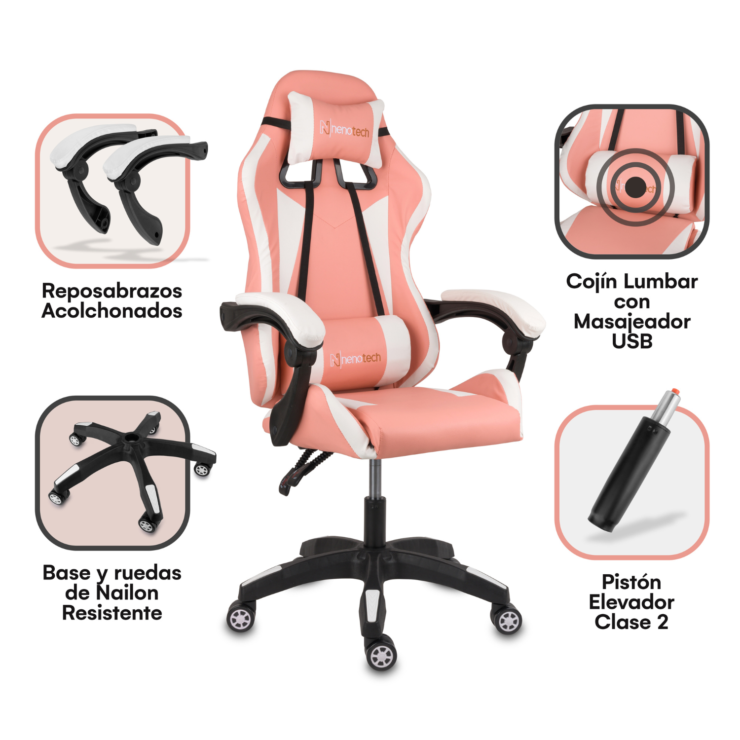 Silla de Oficina Gamer Ergonómica con Masajeador | NenoTech NT-06650| Mejorada para Juegos - Apoyabrazos Ajustables con Reposapiés, Confort y Soporte Perfectos - Regalo Ideal para jóvenes, niños y adultos y Acción de Gracias - Disponible en Varios Colores
Masajeador de espalda| Masajeador Lumbar| Silla Gamer cómoda| La mejor Silla Gamer | Economica