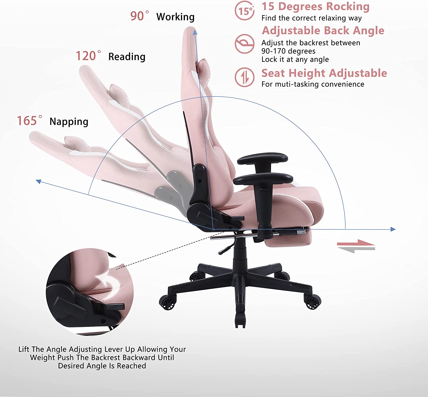 Silla de Oficina Gamer Ergonómica con Masajeador | DOWINX| Mejorada para Juegos - Apoyabrazos Ajustables con Reposapiés, Confort y Soporte Perfectos - Regalo Ideal para jóvenes, niños y adultos y Acción de Gracias - Disponible en Varios Colores