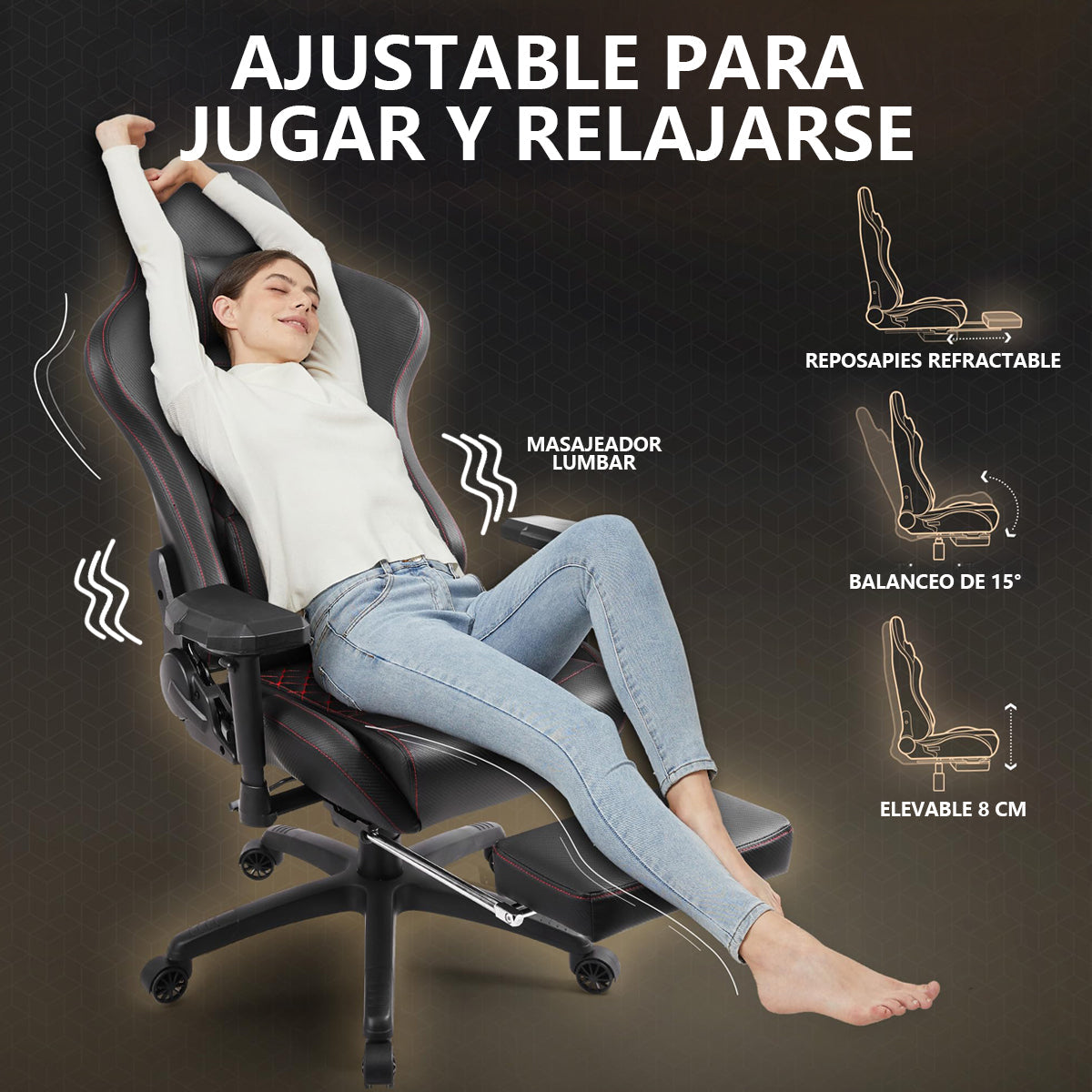 Silla Gamer Ergonómica Dowinx Elite Pro LS-6689S con Reclinación y Reposapiés