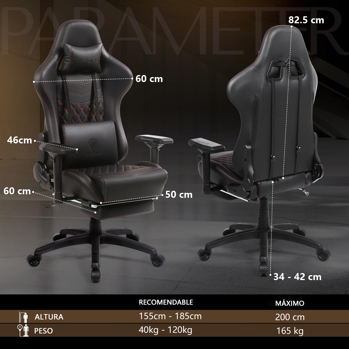 Silla Gamer Ergonómica Dowinx Elite Pro LS-6689S con Reclinación y Reposapiés