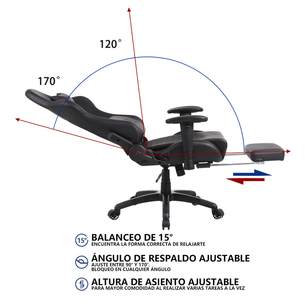 Silla Gamer Ergonómica Dowinx Elite Pro LS-6689S con Reclinación y Reposapiés
