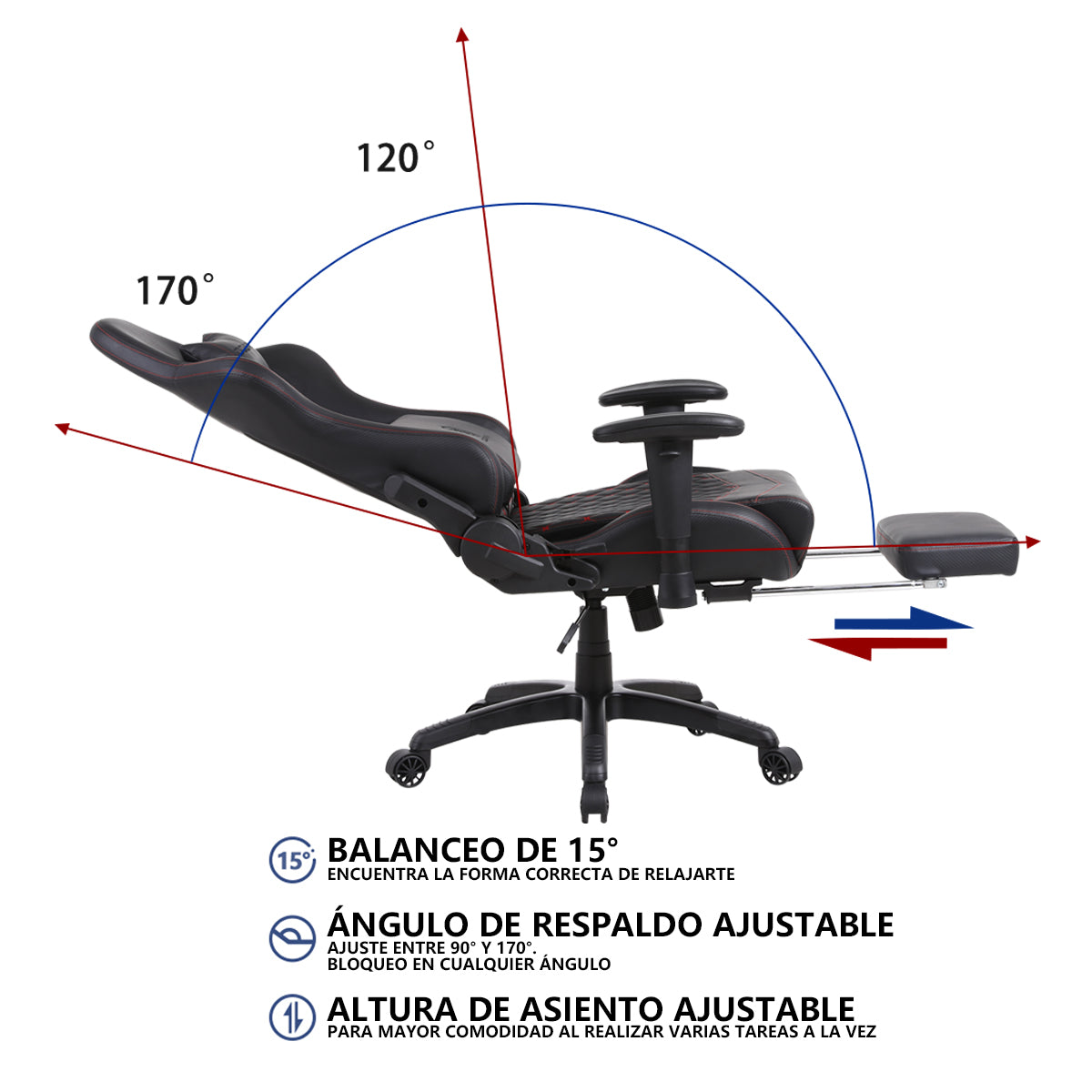 Silla Gamer Ergonómica Dowinx Elite Pro LS-6689S con Reclinación y Reposapiés