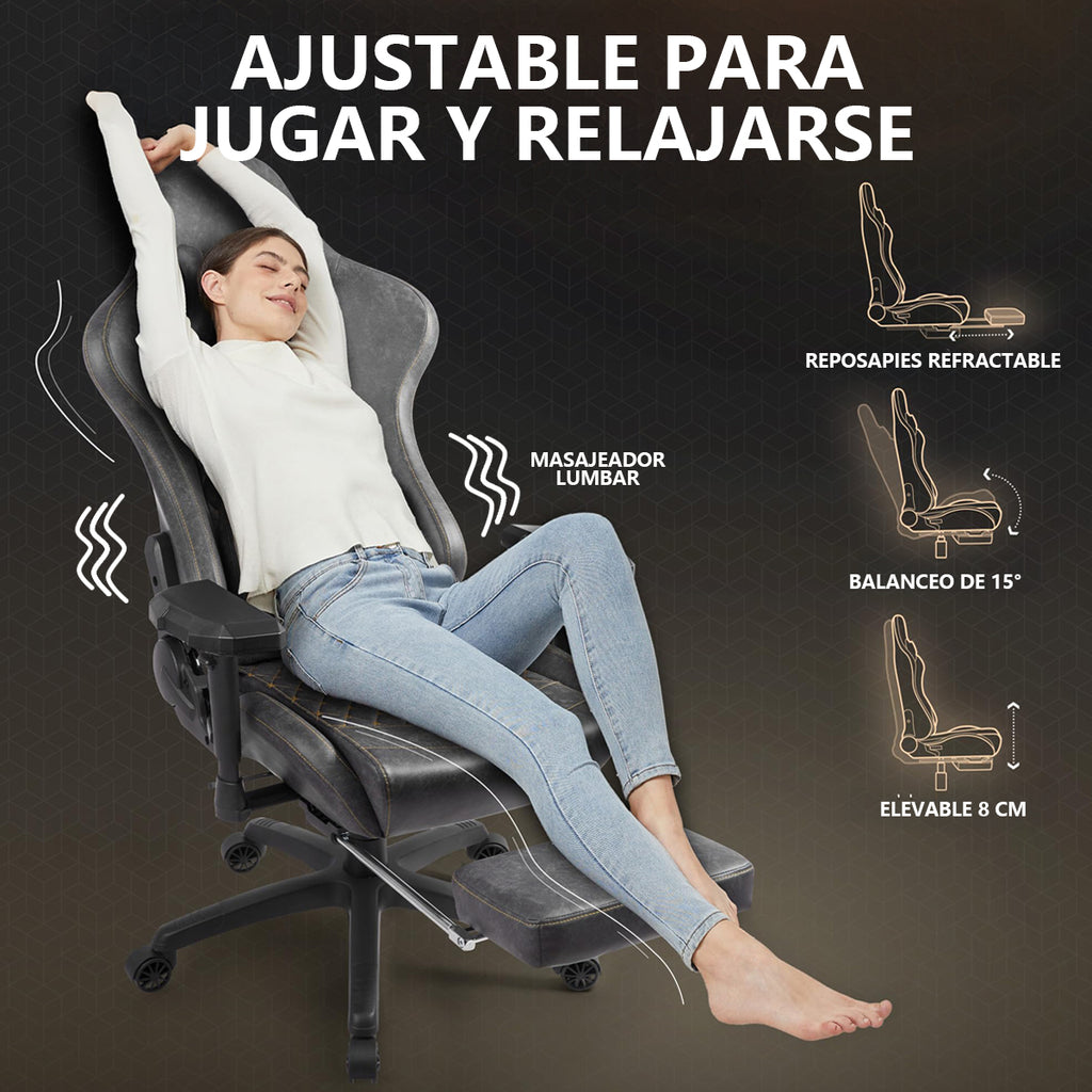 Silla Gamer Ergonómica Dowinx Elite Pro LS-6689S con Reclinación y Reposapiés
