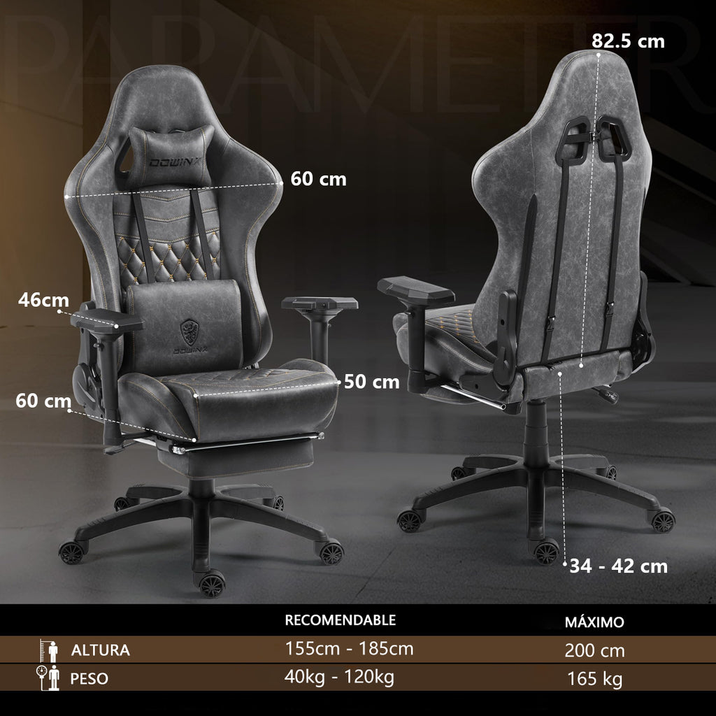 Silla Gamer Ergonómica Dowinx Elite Pro LS-6689S con Reclinación y Reposapiés