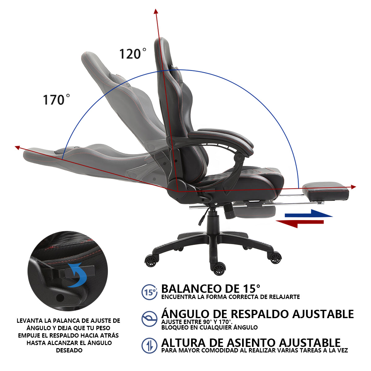 Silla Gamer Dowinx Pro Elite LS-6689 Ergonómica Reclinable con Reposapiés