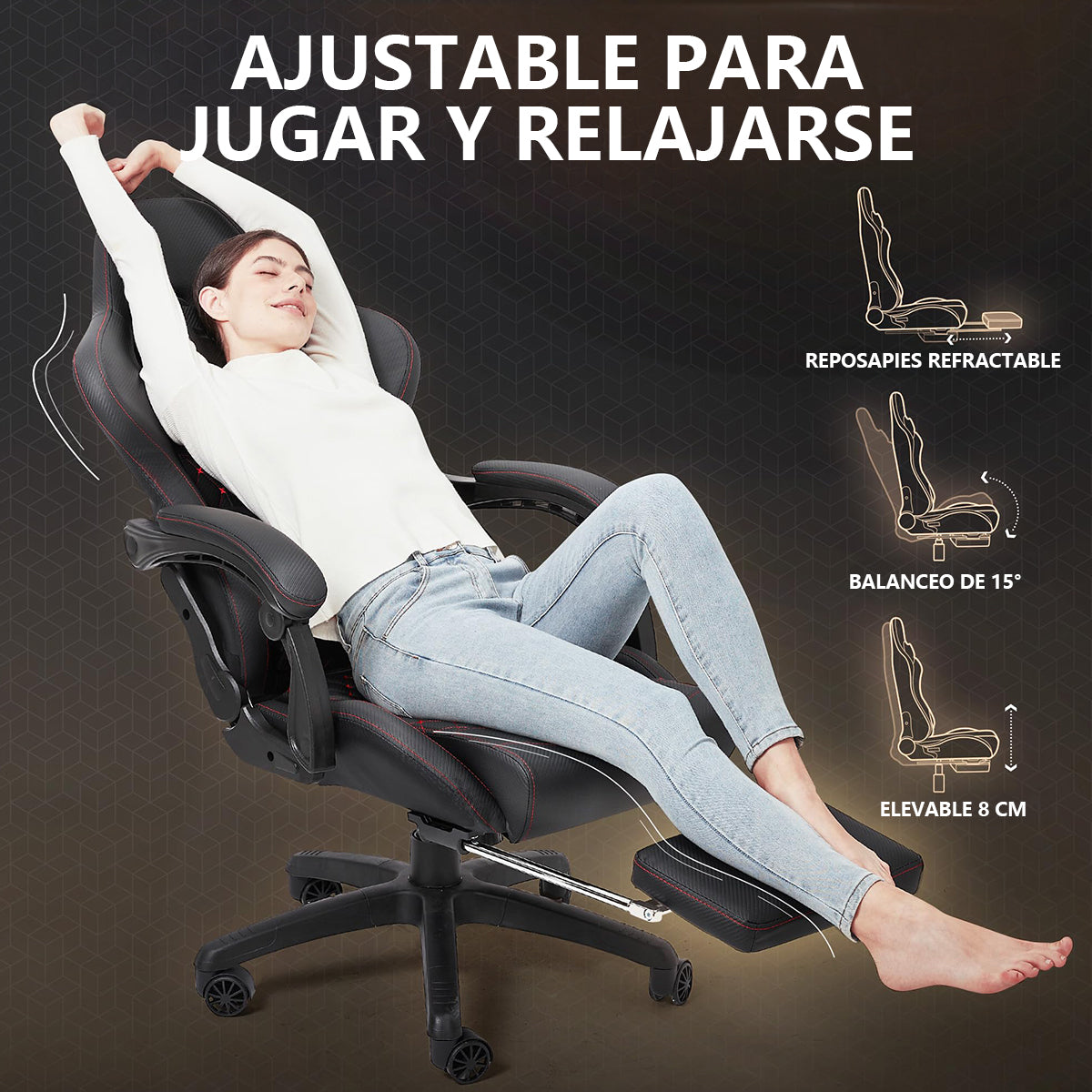 Silla Gamer Dowinx Pro Elite LS-6689 Ergonómica Reclinable con Reposapiés