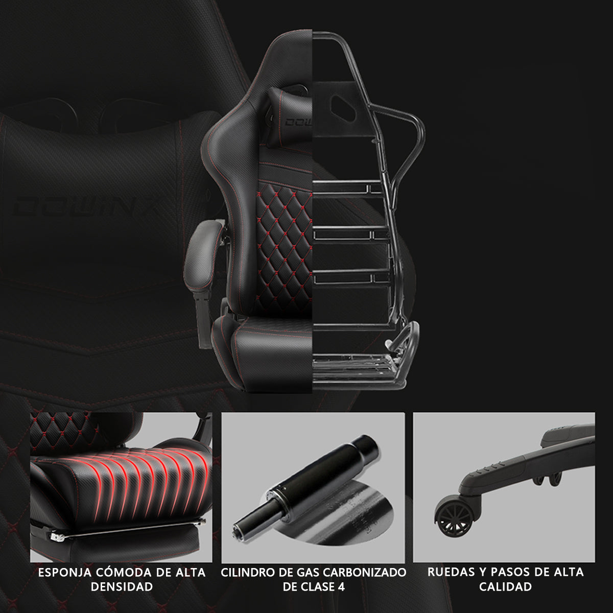 Silla Gamer Dowinx Pro Elite LS-6689 Ergonómica Reclinable con Reposapiés