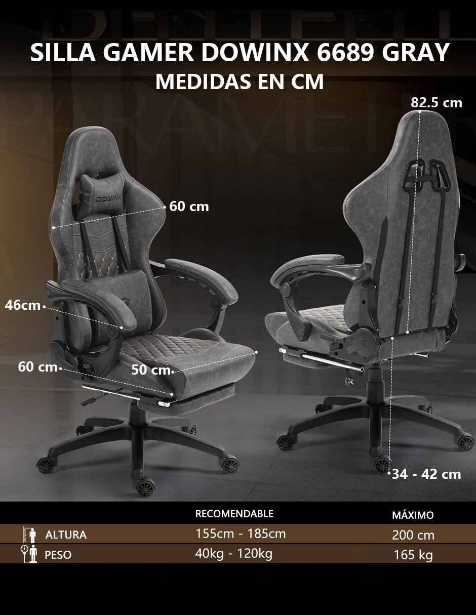 Silla Gamer Dowinx Pro Elite LS-6689 Ergonómica Reclinable con Reposapiés