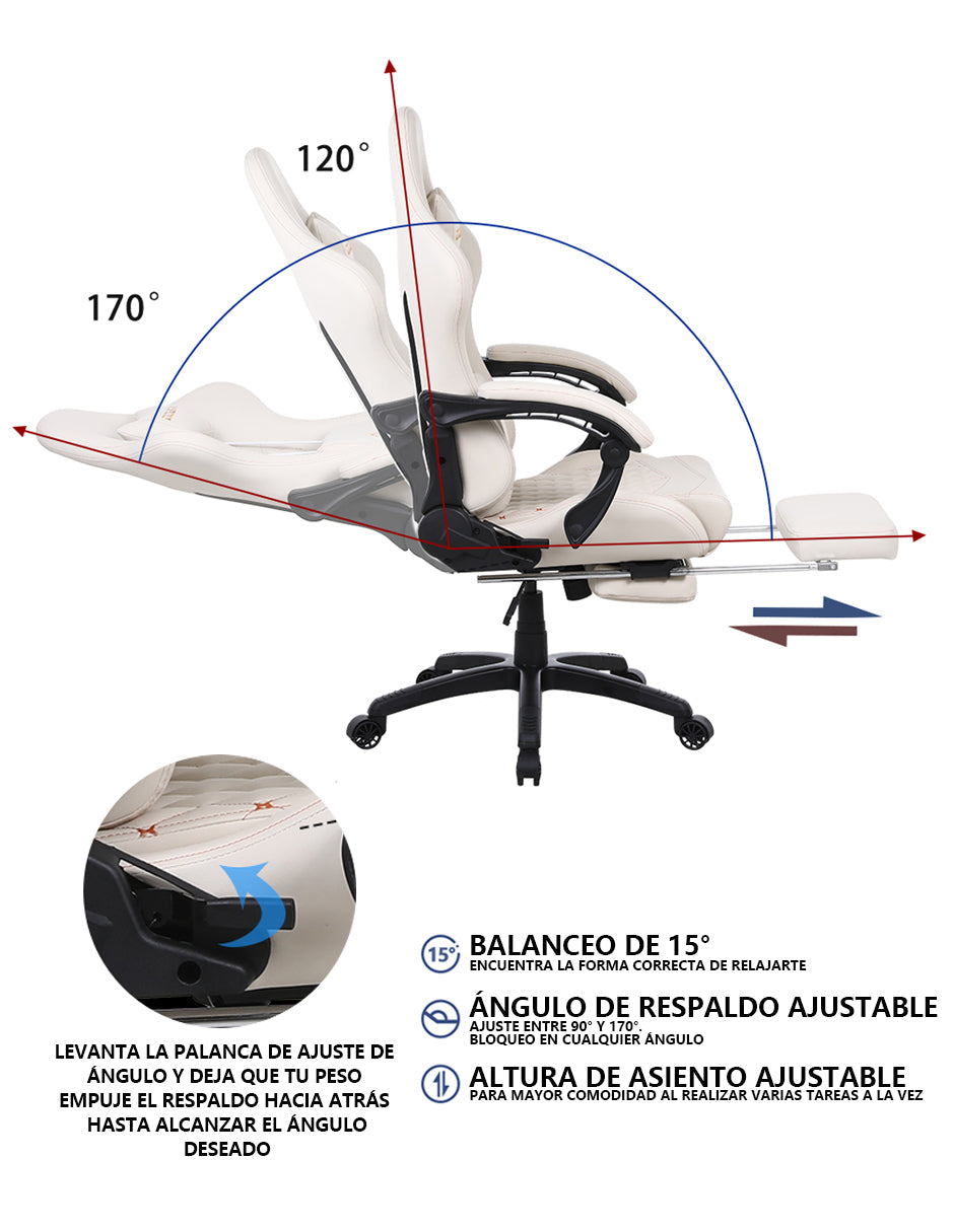 Silla Gamer Dowinx Pro Elite LS-6689 Ergonómica Reclinable con Reposapiés