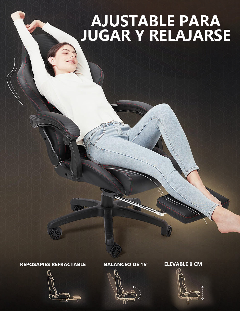 Silla Gamer Dowinx Pro Elite LS-6689 Ergonómica Reclinable con Reposapiés