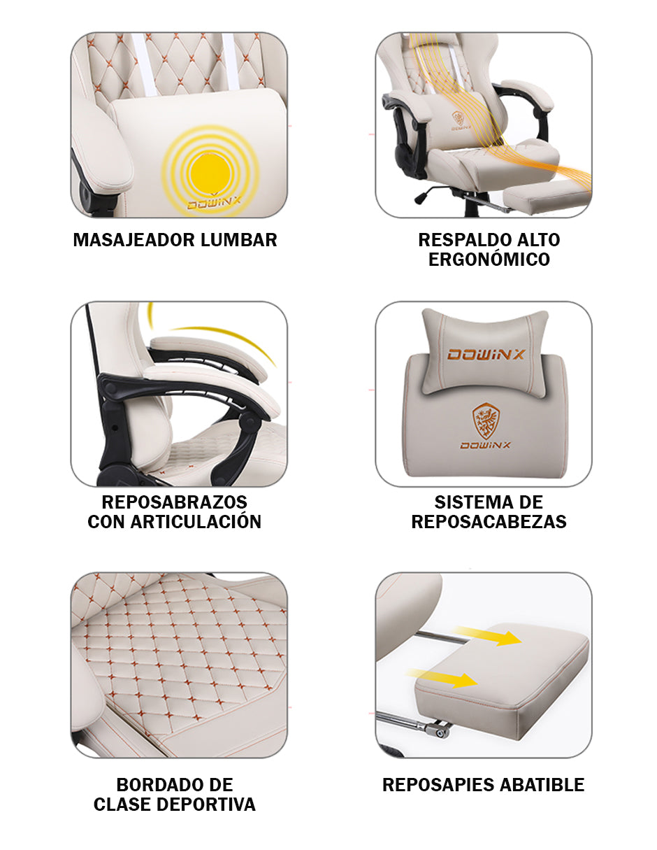 Silla Gamer Dowinx Pro Elite LS-6689 Ergonómica Reclinable con Reposapiés