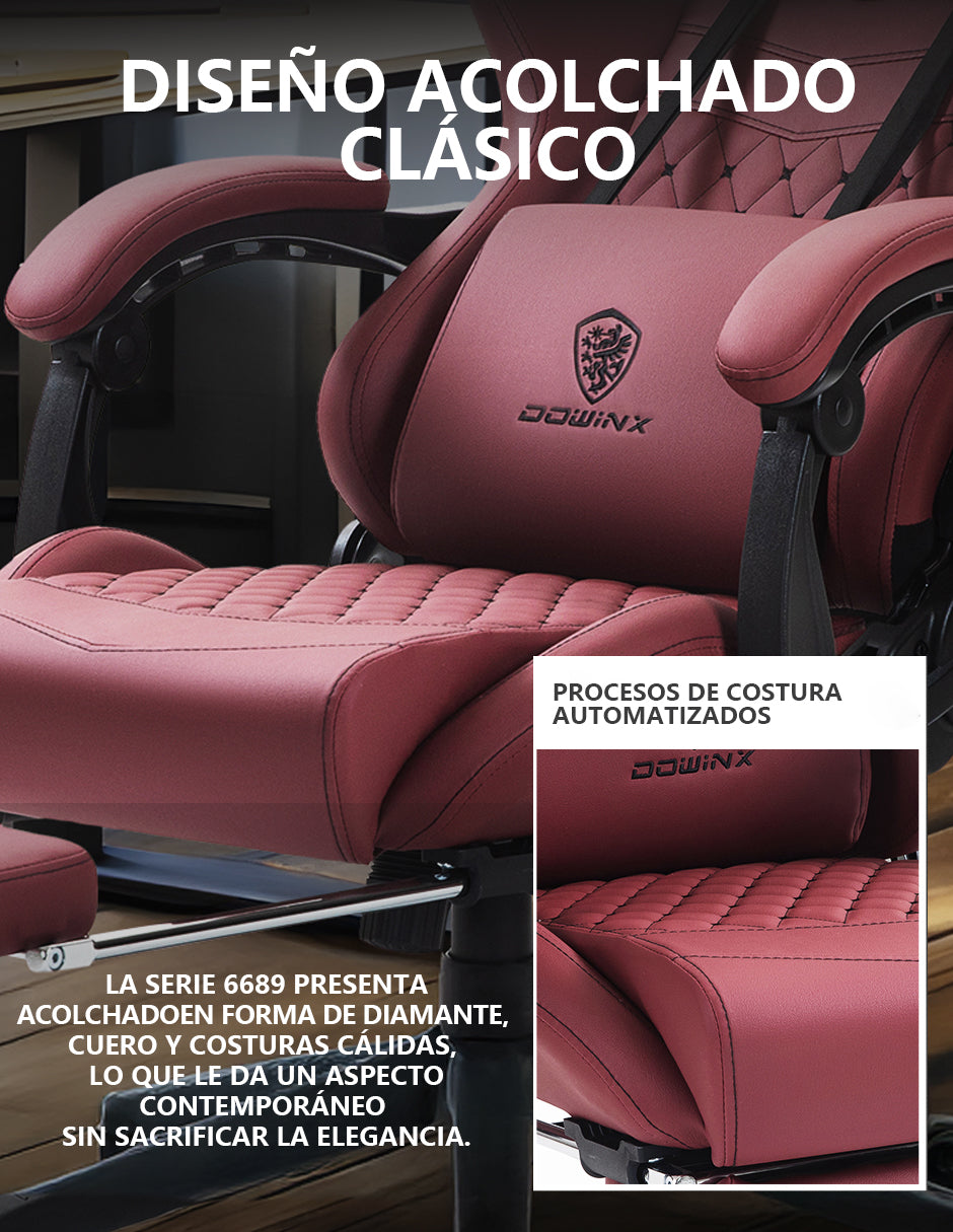 Silla Gamer Dowinx Pro Elite LS-6689 Ergonómica Reclinable con Reposapiés