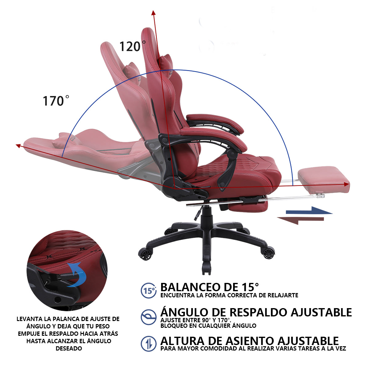 Silla Gamer Dowinx Pro Elite LS-6689 Ergonómica Reclinable con Reposapiés