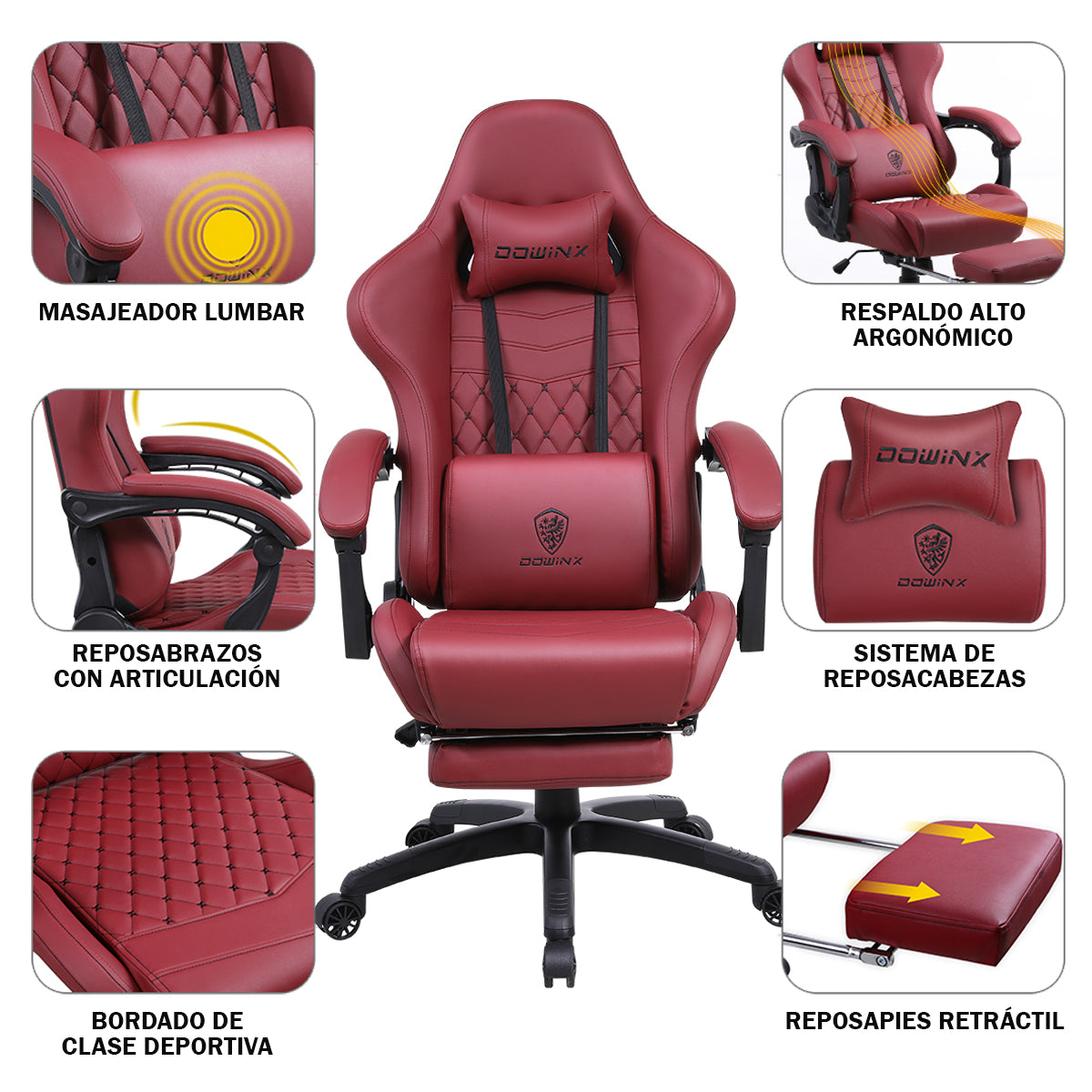 Silla Gamer Dowinx Pro Elite LS-6689 Ergonómica Reclinable con Reposapiés