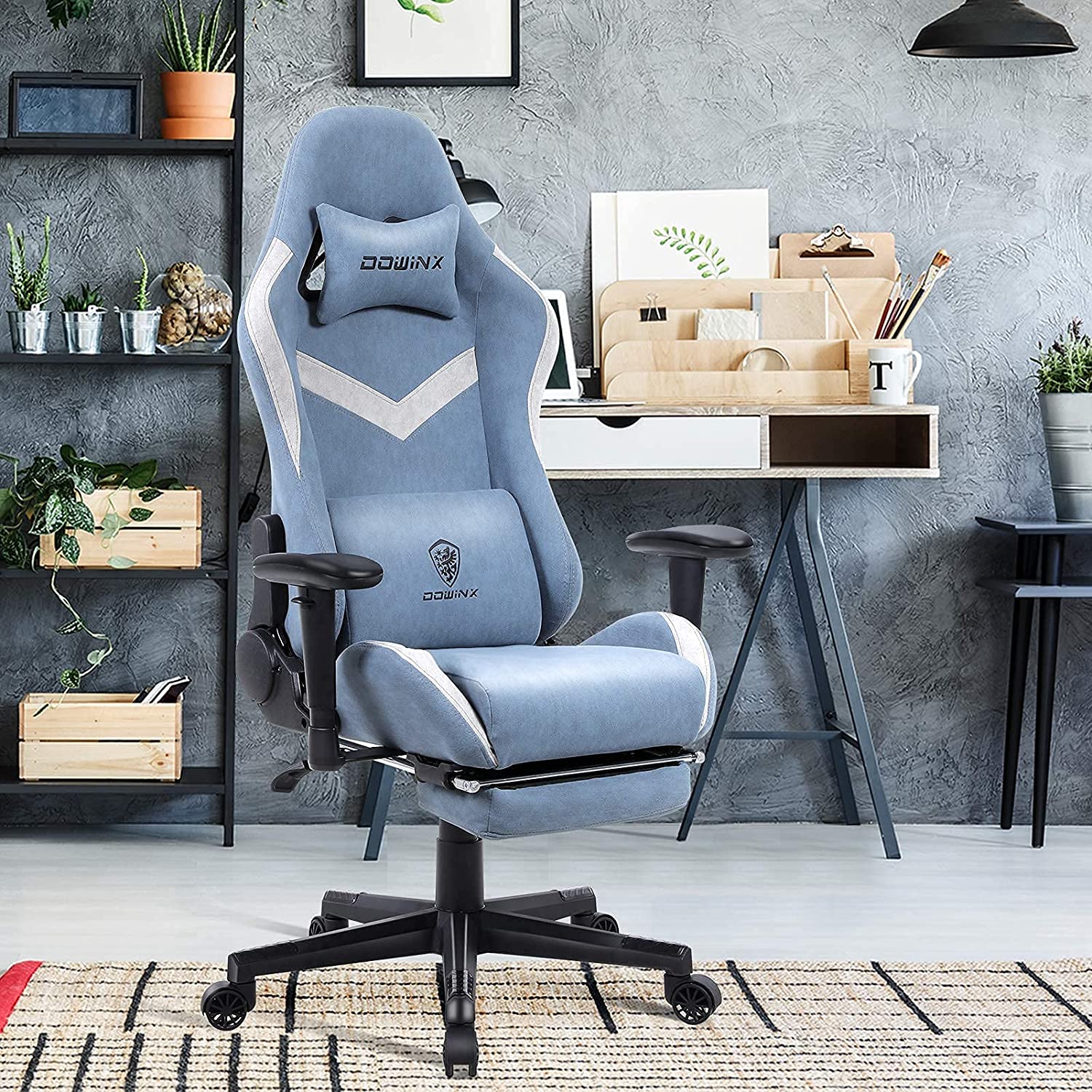 Silla de Oficina Gamer Ergonómica con Masajeador | DOWINX| Mejorada para Juegos - Apoyabrazos Ajustables con Reposapiés, Confort y Soporte Perfectos - Regalo Ideal para jóvenes, niños y adultos y Acción de Gracias - Disponible en Varios Colores