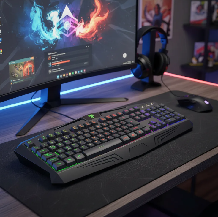 Teclado Gamer T-Dagger Tanker | Retroiluminado Rainbow, Español, Resistente a Salpicaduras
