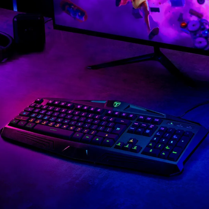 Teclado Gamer T-Dagger Tanker | Retroiluminado Rainbow, Español, Resistente a Salpicaduras