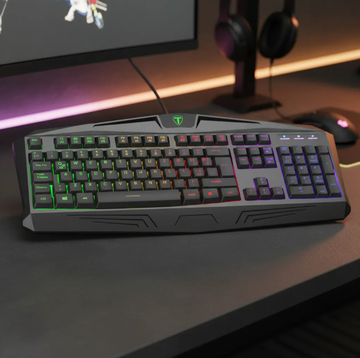 Teclado Gamer T-Dagger Tanker | Retroiluminado Rainbow, Español, Resistente a Salpicaduras