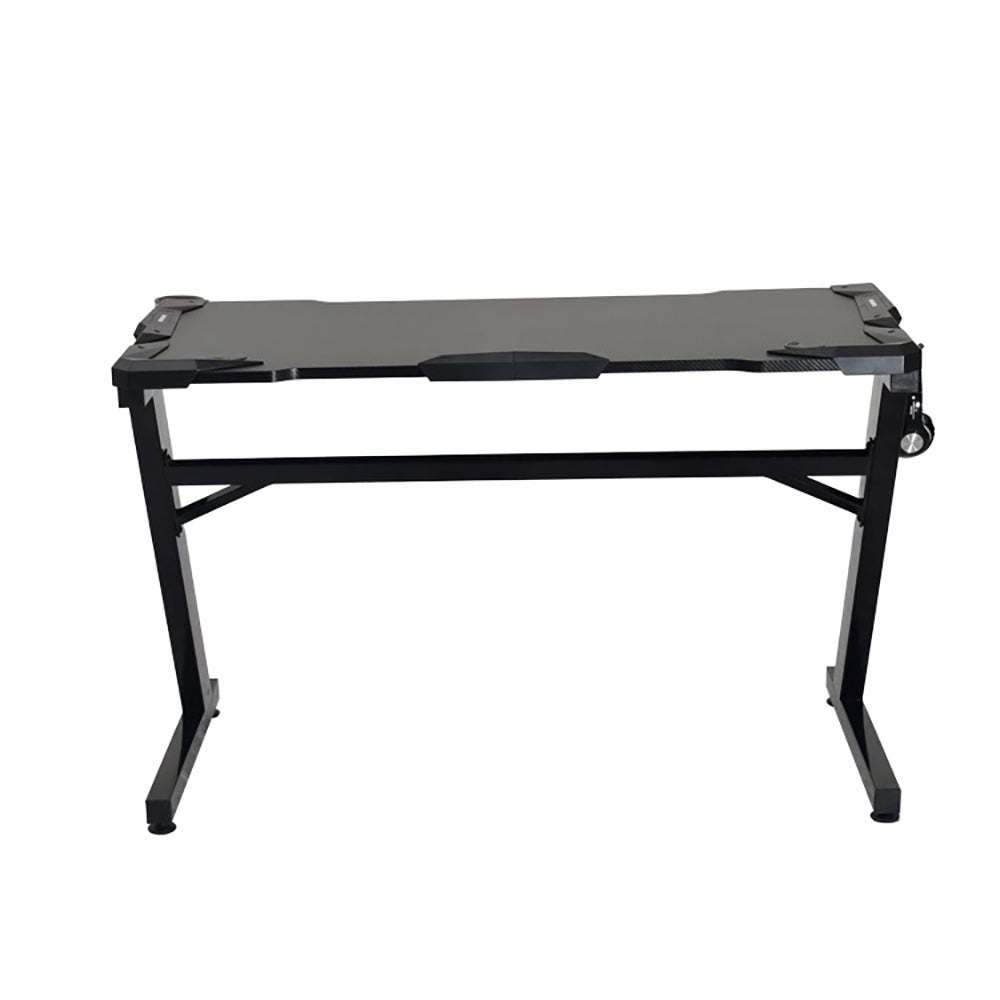  Escritorio Gamer Fibra de Carbono| Xtrike-ME| de esquina en forma cuadrada para ordenadores de sobremesa y juegos, mesa de PC, estación de trabajo multifuncional para escribir y oficina en casa. Color negro con porta vasos y luces LED