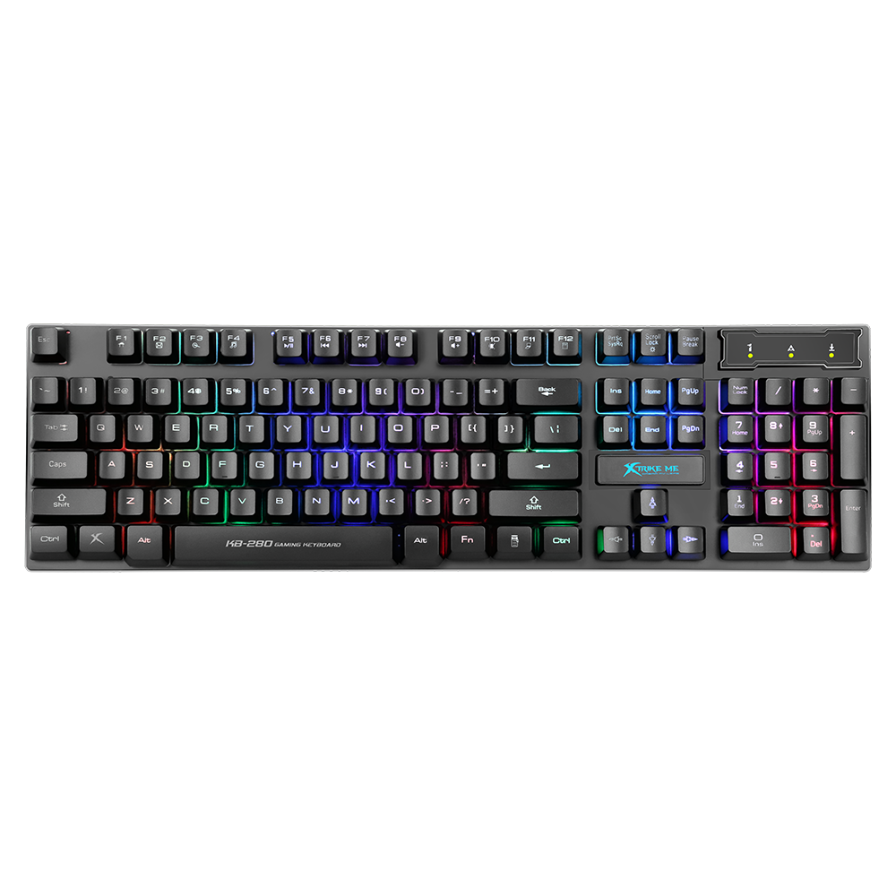 Teclado Gamer X-Trike Me| PC RDGB de Membrana | 7 colores | 114 Teclas | Teclado de Juego con Retroiluminación USB para PC, Portátil y Oficina 