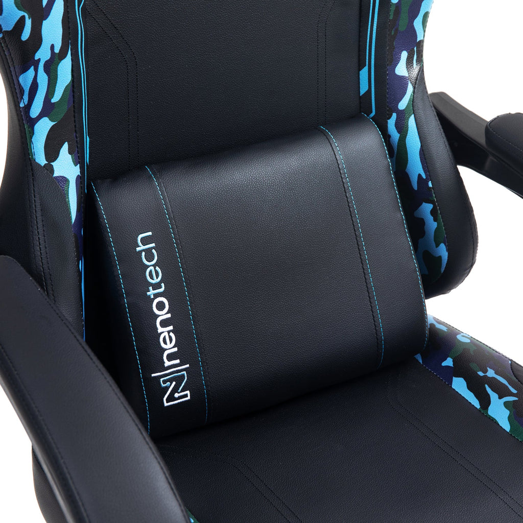 Silla gamer tipo Corsair con soporte lumbar ajustable acolchado y diseño ergonómico con Masajeador | NenoTech NT-06650| Camuflage
