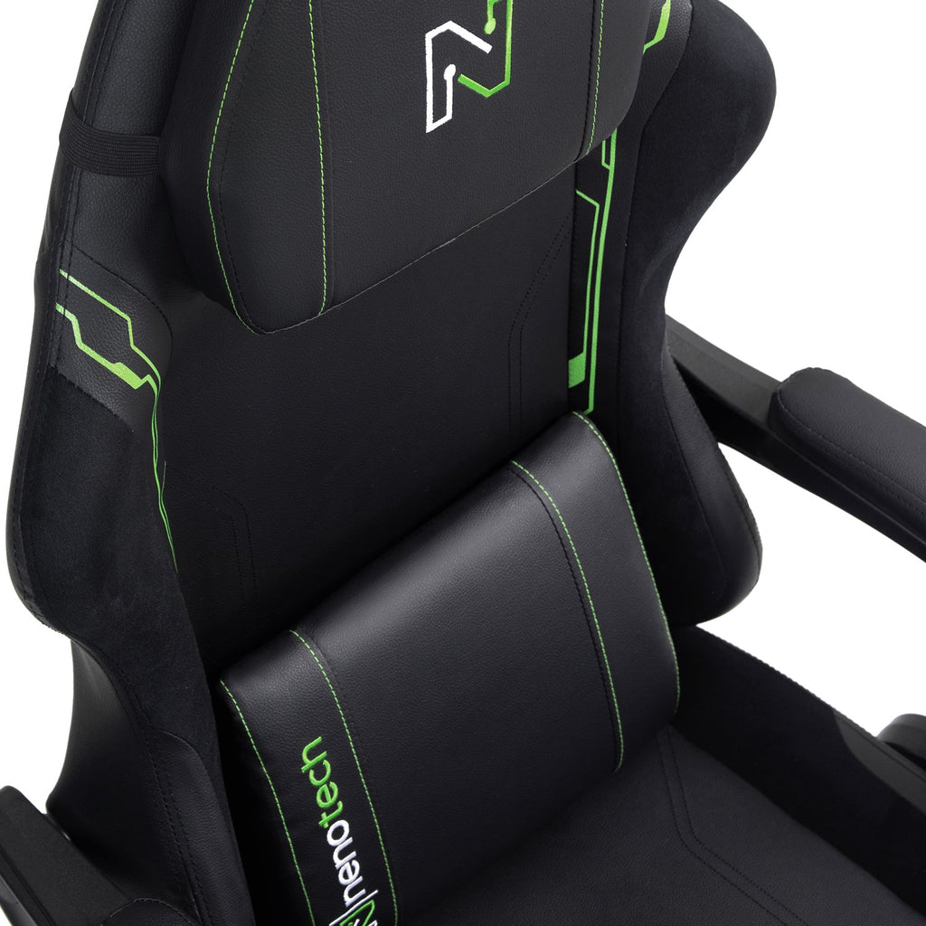 Silla gamer tipo Corsair con soporte lumbar ajustable acolchado y diseño ergonómico con Masajeador | NenoTech NT-06650| Verde