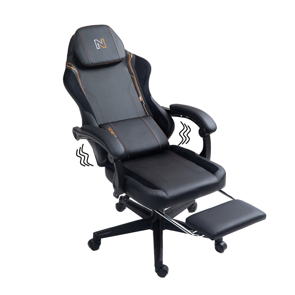 Silla gamer tipo Corsair T3 Rush con soporte lumbar ajustable acolchado y diseño ergonómico con Masajeador | NenoTech NT-06650| Negra