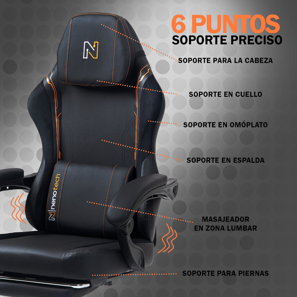 Silla de Oficina Gamer Ergonómica con Masajeador | NenoTech NT-06650| Mejorada para Juegos - Apoyabrazos Ajustables con Reposapiés, Confort y Soporte Perfectos - Regalo Ideal para jóvenes, niños y adultos y Acción de Gracias - Disponible en Varios Colores
Masajeador de espalda| Masajeador Lumbar| Silla Gamer cómoda| La mejor Silla Gamer | Economica