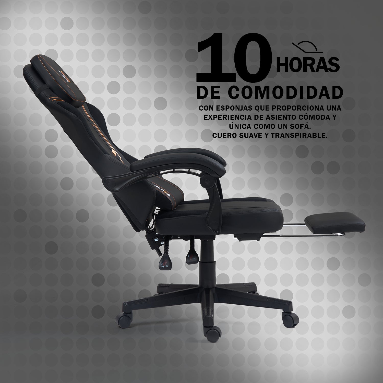 Silla gamer tipo Corsair T3 Rush con soporte lumbar ajustable acolchado y diseño ergonómico con Masajeador | NenoTech NT-06650| Negra