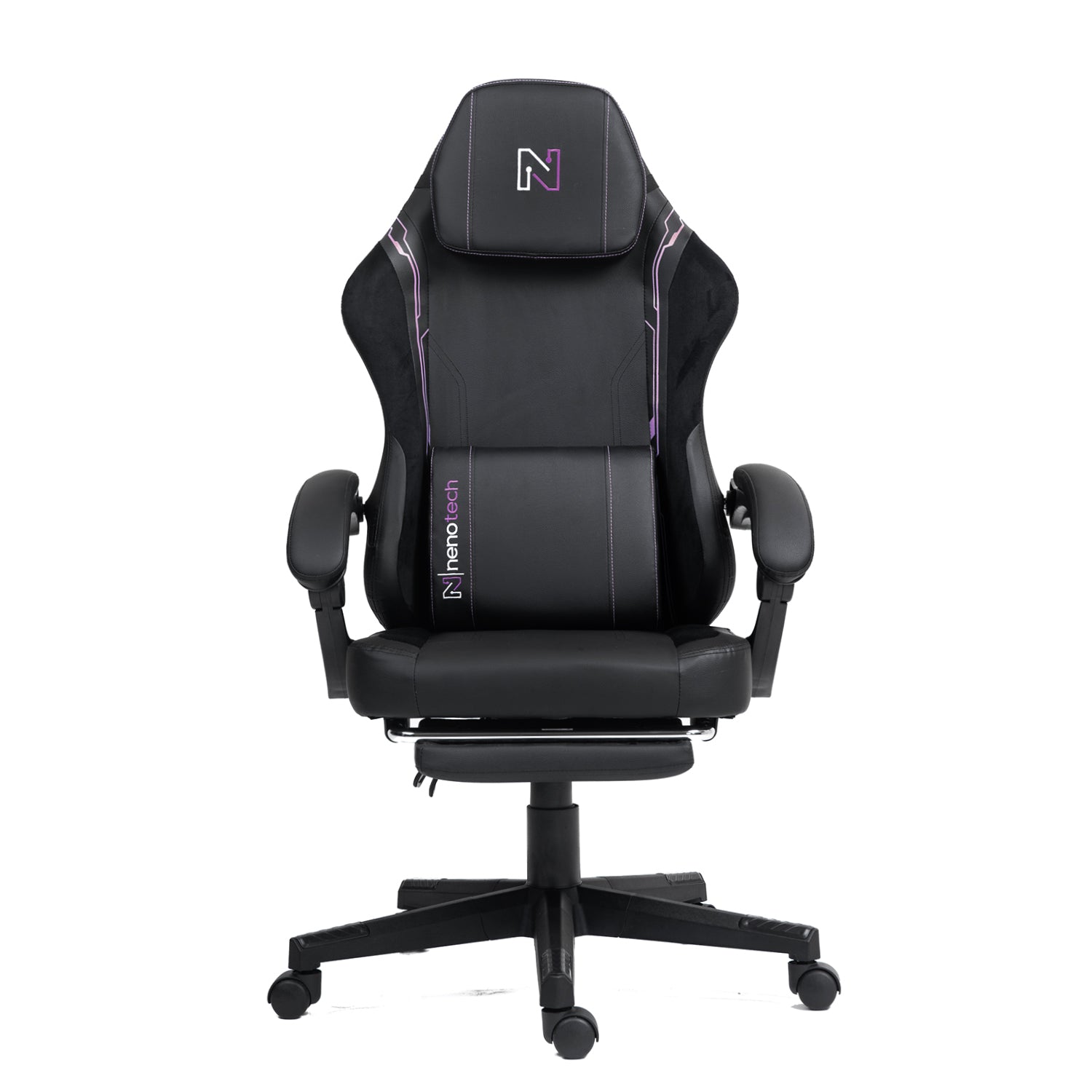 Silla gamer tipo Corsair T3 Rush con soporte lumbar ajustable acolchado y diseño ergonómico con Masajeador | NenoTech NT-06650| Purple