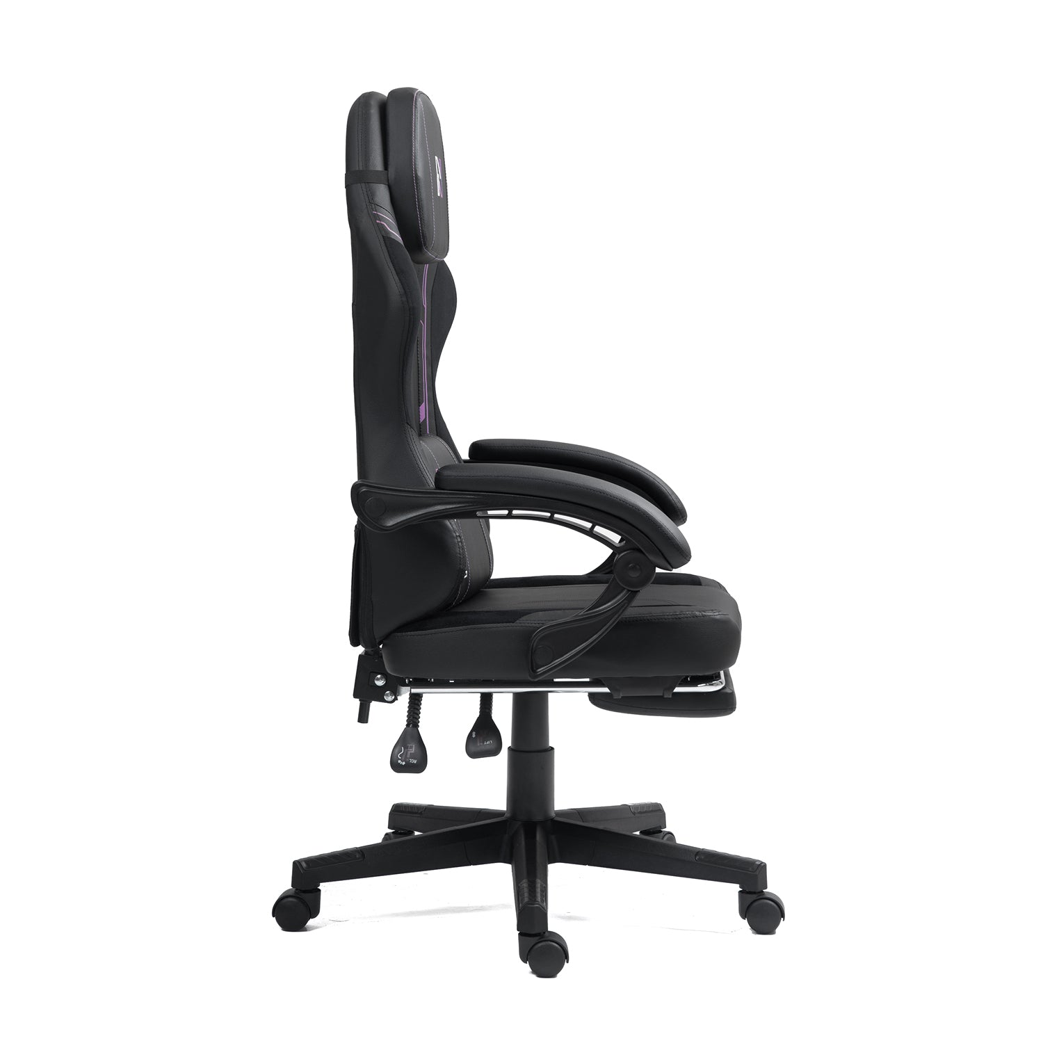 Silla gamer tipo Corsair T3 Rush con soporte lumbar ajustable acolchado y diseño ergonómico con Masajeador | NenoTech NT-06650| Purple