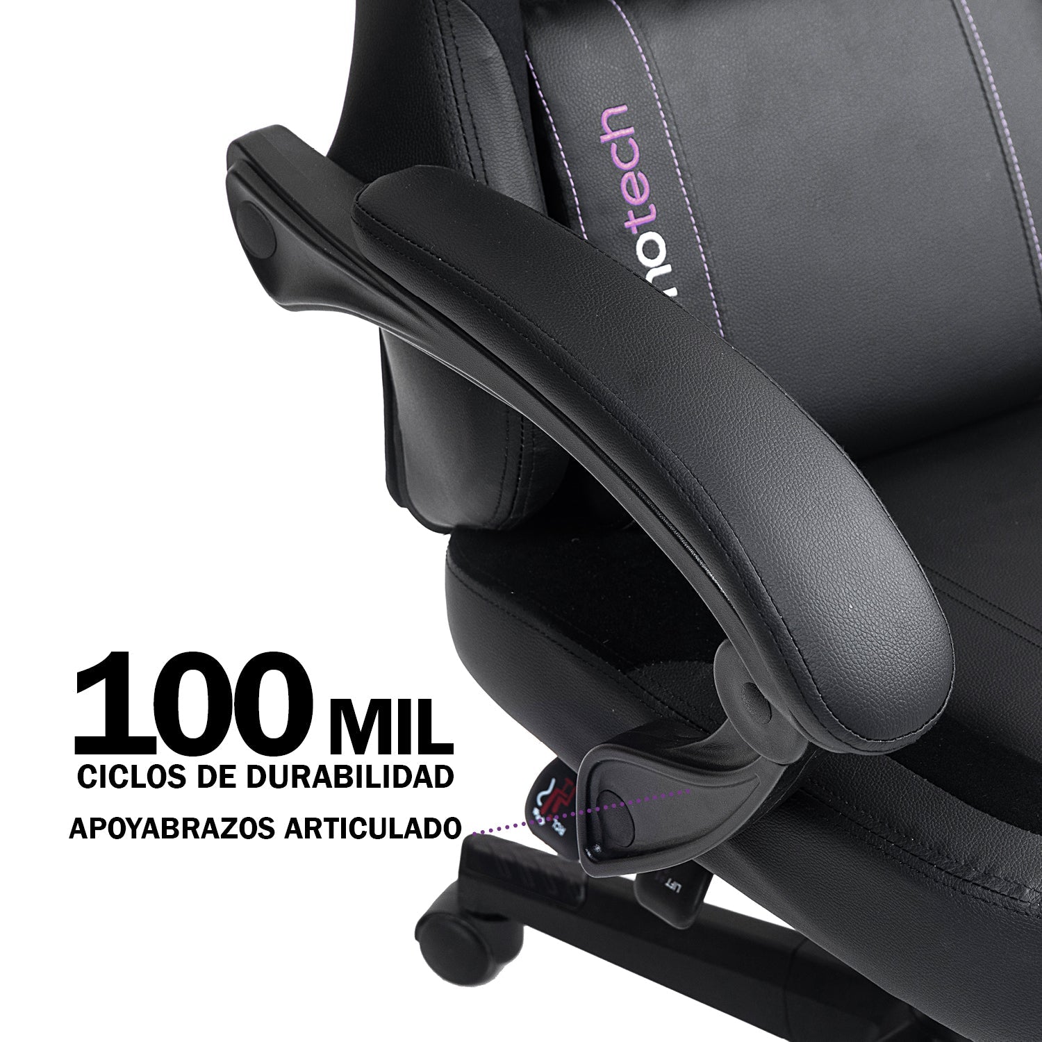 Silla gamer tipo Corsair T3 Rush con soporte lumbar ajustable acolchado y diseño ergonómico con Masajeador | NenoTech NT-06650| Purple