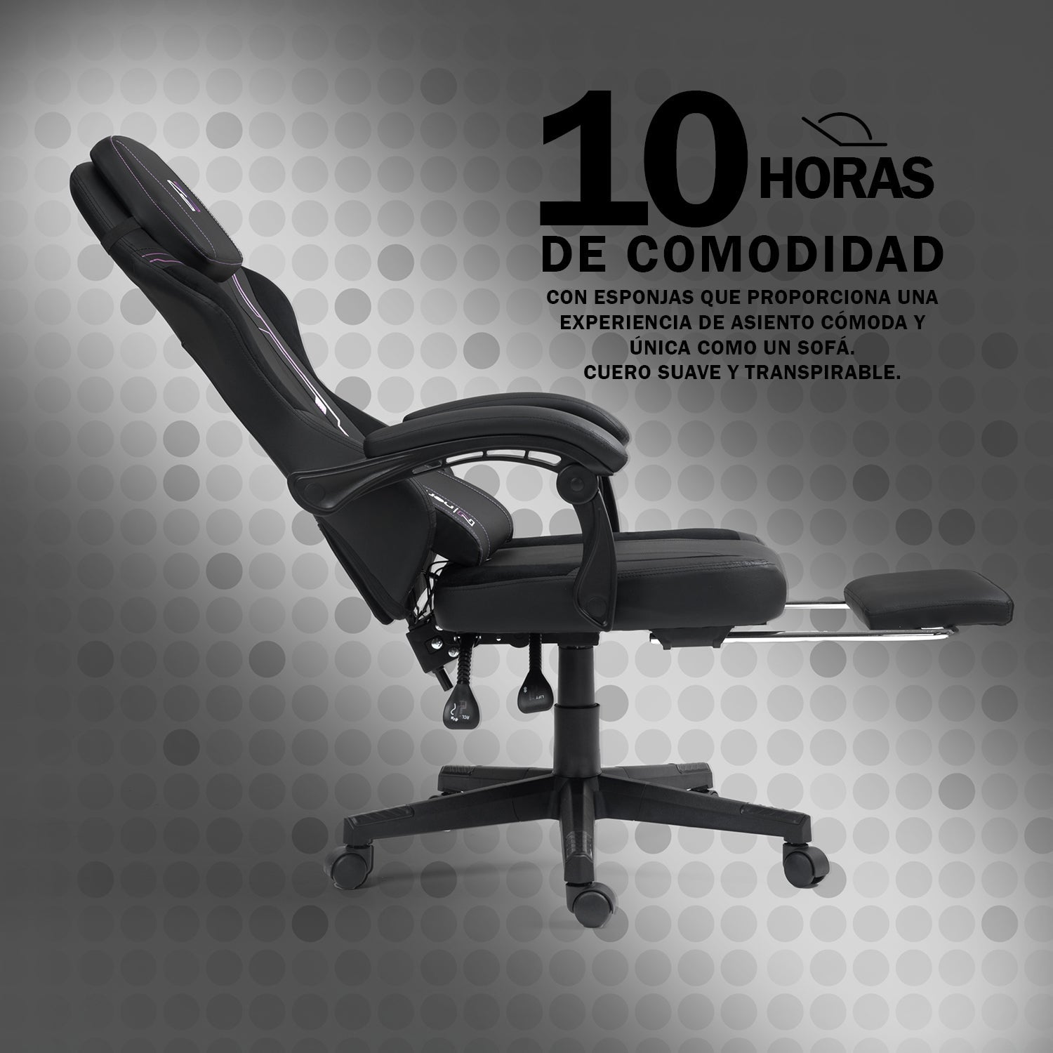 Silla gamer tipo Corsair T3 Rush con soporte lumbar ajustable acolchado y diseño ergonómico con Masajeador | NenoTech NT-06650| Negra