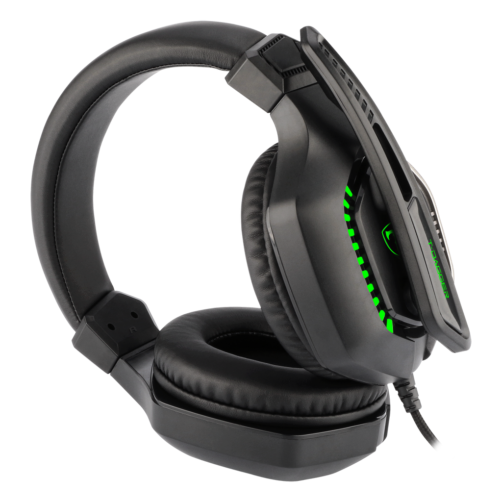 Audífonos Gamer T-Dagger.  Auriculares Alambricos, Auriculares multifuncionales, Modo inalámbrico, Larga duración de la batería, Almohadillas suaves, Transmisión de señal inalámbrica estable, Audífonos de juego sobre la oreja con retroiluminación LED, auriculares con cable y micrófono, auriculares de juego con cable sobre la oreja, compatibles con Micrófono para–Nintendo Switch, Xbox Series X, Play Station 5, PC Gamer(Negro)