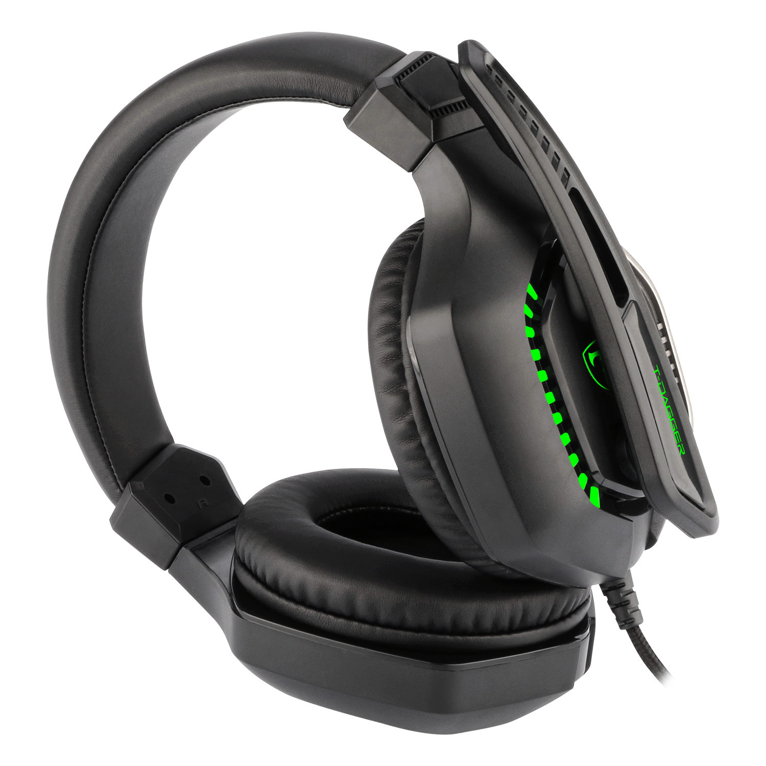 Audífonos Gamer T-Dagger.  Auriculares Alambricos, Auriculares multifuncionales, Modo inalámbrico, Larga duración de la batería, Almohadillas suaves, Transmisión de señal inalámbrica estable, Audífonos de juego sobre la oreja con retroiluminación LED, auriculares con cable y micrófono, auriculares de juego con cable sobre la oreja, compatibles con Micrófono para–Nintendo Switch, Xbox Series X, Play Station 5, PC Gamer(Negro)