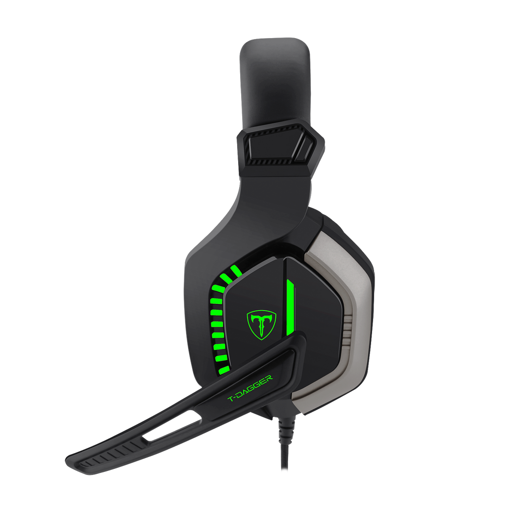 Audífonos Gamer T-Dagger.  Auriculares Alambricos, Auriculares multifuncionales, Modo inalámbrico, Larga duración de la batería, Almohadillas suaves, Transmisión de señal inalámbrica estable, Audífonos de juego sobre la oreja con retroiluminación LED, auriculares con cable y micrófono, auriculares de juego con cable sobre la oreja, compatibles con Micrófono para–Nintendo Switch, Xbox Series X, Play Station 5, PC Gamer(Negro)