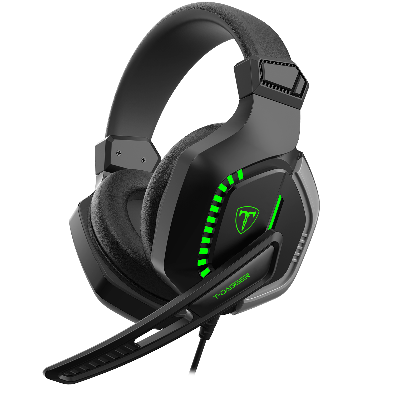 Audífonos Gamer T-Dagger.  Auriculares Alambricos, Auriculares multifuncionales, Modo inalámbrico, Larga duración de la batería, Almohadillas suaves, Transmisión de señal inalámbrica estable, Audífonos de juego sobre la oreja con retroiluminación LED, auriculares con cable y micrófono, auriculares de juego con cable sobre la oreja, compatibles con Micrófono para–Nintendo Switch, Xbox Series X, Play Station 5, PC Gamer(Negro)
