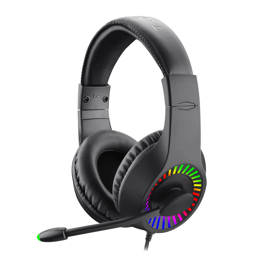 Audífonos Gamer T-Dagger.  Auriculares Alambricos, Auriculares multifuncionales, Modo inalámbrico, Larga duración de la batería, Almohadillas suaves, Transmisión de señal inalámbrica estable, Audífonos de juego sobre la oreja con retroiluminación LED, auriculares con cable y micrófono, auriculares de juego con cable sobre la oreja, compatibles con Micrófono para–Nintendo Switch, Xbox Series X, Play Station 5, PC Gamer(Negro)