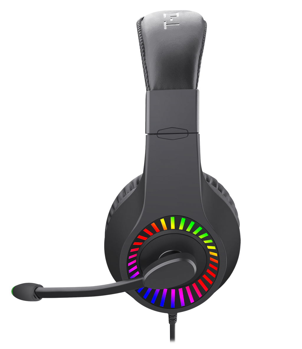 Audífonos Gamer T-Dagger.  Auriculares Alambricos, Auriculares multifuncionales, Modo inalámbrico, Larga duración de la batería, Almohadillas suaves, Transmisión de señal inalámbrica estable, Audífonos de juego sobre la oreja con retroiluminación LED, auriculares con cable y micrófono, auriculares de juego con cable sobre la oreja, compatibles con Micrófono para–Nintendo Switch, Xbox Series X, Play Station 5, PC Gamer(Negro)