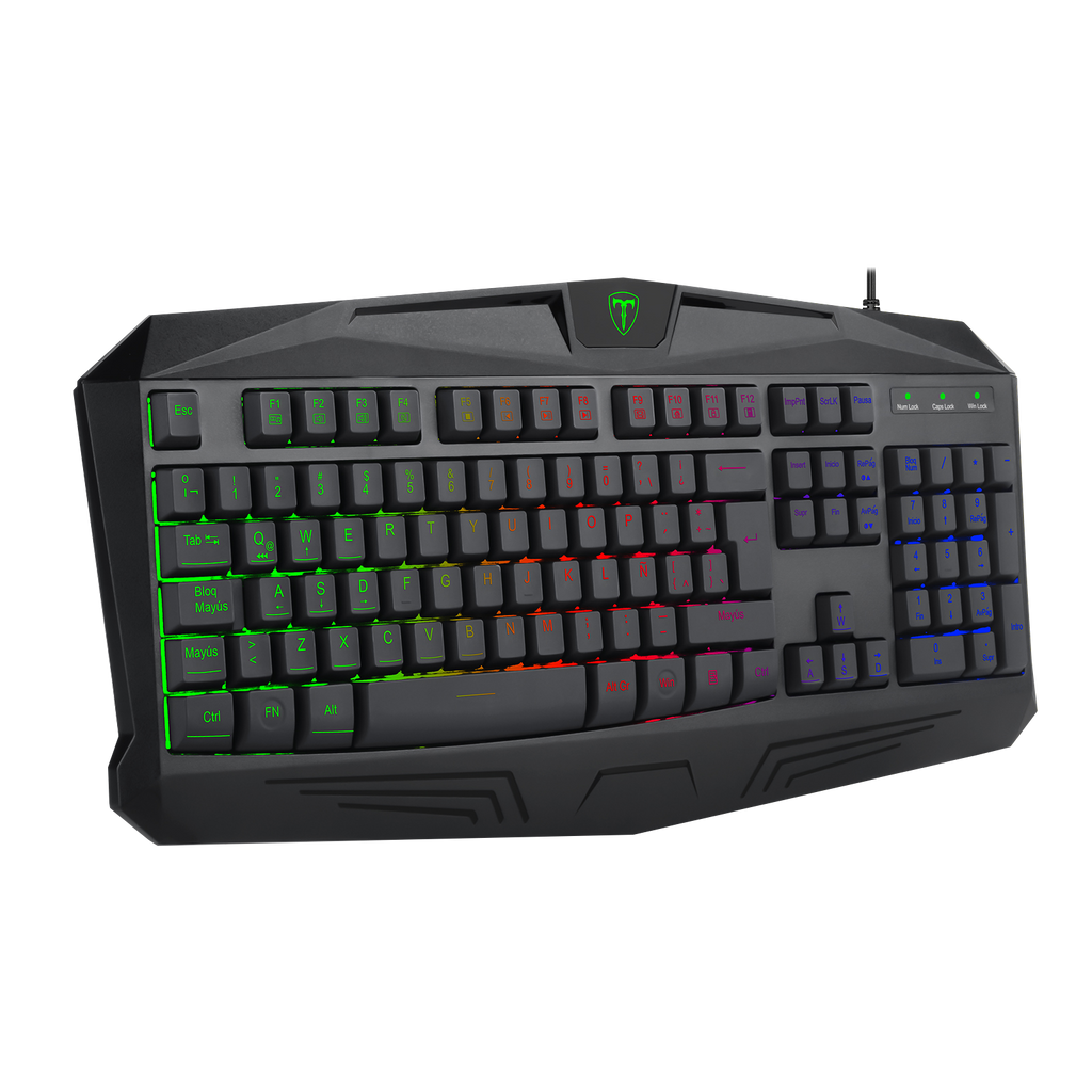 Teclado de juegos RGB, conjunto con cable USB de 114 teclas con luces LED, compatible con PC, Mac, PS4, Xbox One, no requiere batería, diseño ergonómico para accesorios de juegos de PC | T-Dagger Arena 
Teclado Economico Gamer con luces led que cambian 
Luces Rainbow| Inalámbrico
