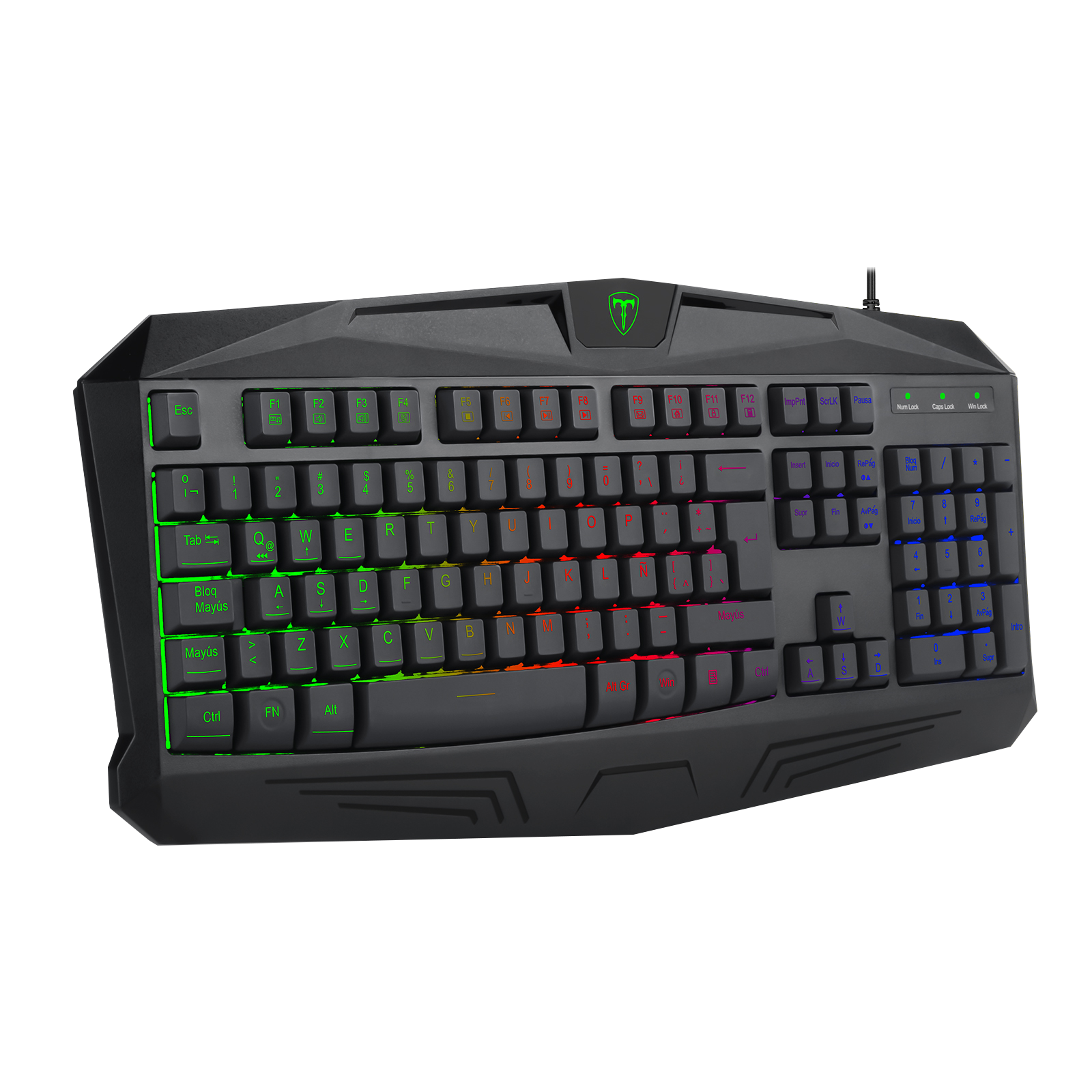 Teclado de juegos RGB, conjunto con cable USB de 114 teclas con luces LED, compatible con PC, Mac, PS4, Xbox One, no requiere batería, diseño ergonómico para accesorios de juegos de PC | T-Dagger Arena 
Teclado Economico Gamer con luces led que cambian 
Luces Rainbow| Inalámbrico