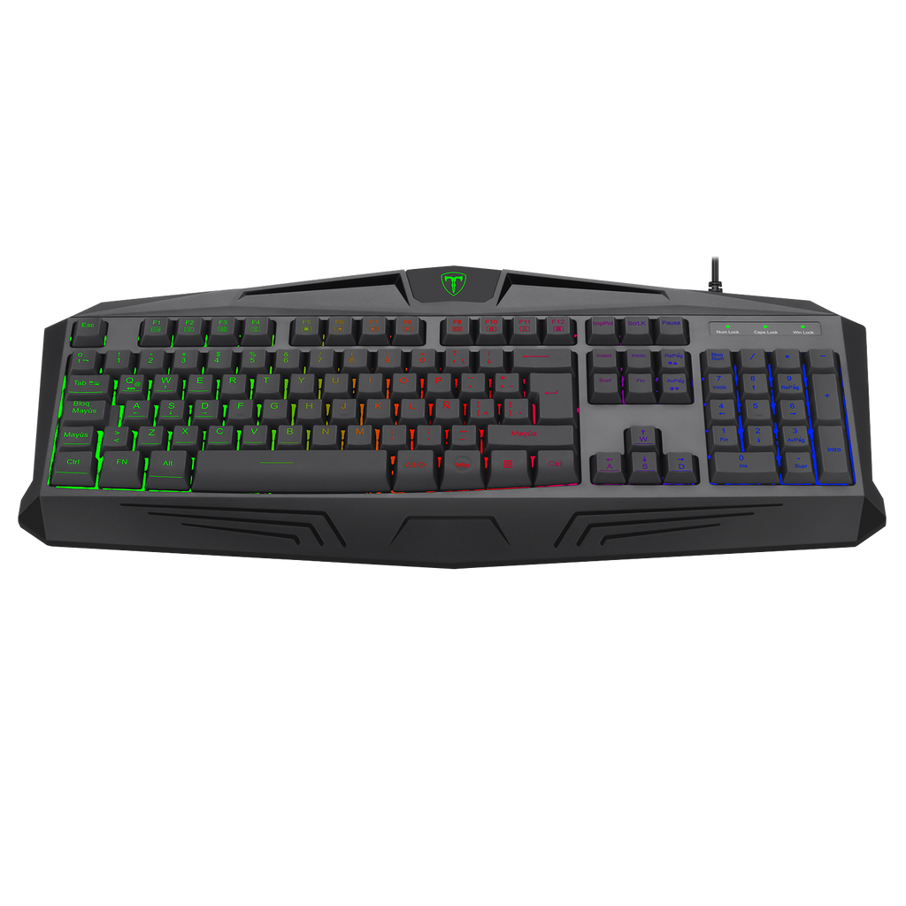 Teclado de juegos RGB, conjunto con cable USB de 114 teclas con luces LED, compatible con PC, Mac, PS4, Xbox One, no requiere batería, diseño ergonómico para accesorios de juegos de PC | T-Dagger Arena 
Teclado Economico Gamer con luces led que cambian 
Luces Rainbow| Inalámbrico