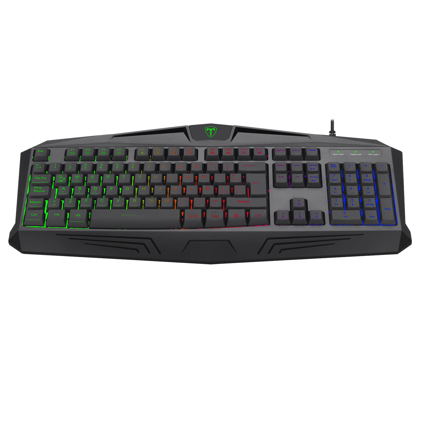 Teclado de juegos RGB, conjunto con cable USB de 114 teclas con luces LED, compatible con PC, Mac, PS4, Xbox One, no requiere batería, diseño ergonómico para accesorios de juegos de PC | T-Dagger Arena 
Teclado Economico Gamer con luces led que cambian 
Luces Rainbow| Inalámbrico