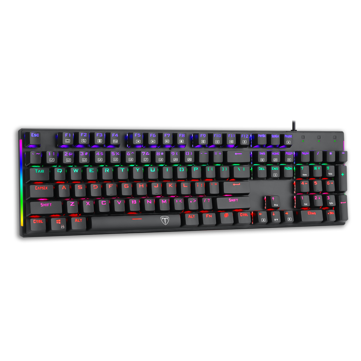Teclado de juegos RGB, conjunto con cable USB de 104 teclas con luces LED, compatible con PC, Mac, PS4, Xbox One, no requiere batería, diseño ergonómico para accesorios de juegos de PC | T-Dagger Arena 
Teclado Economico Gamer con luces led que cambian 
Luces Rainbow