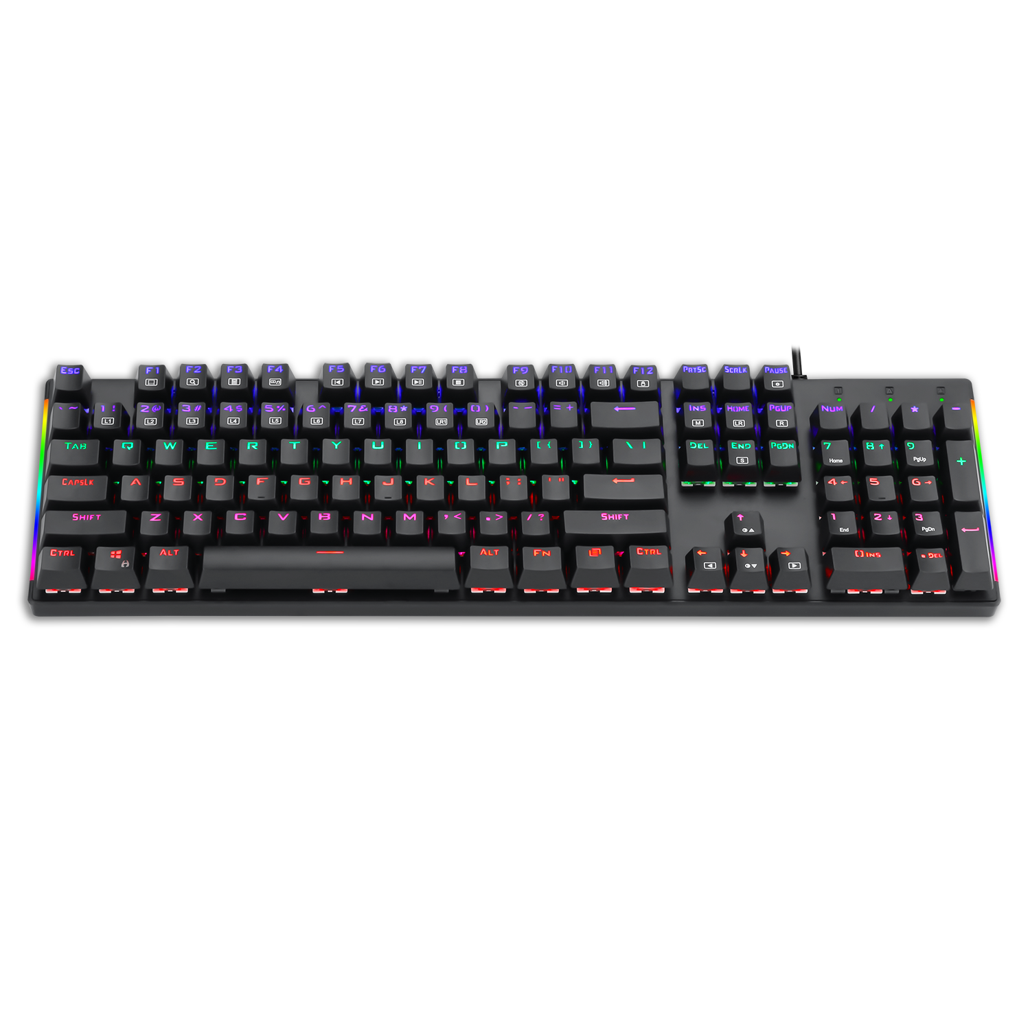 Teclado de juegos RGB, conjunto con cable USB de 104 teclas con luces LED, compatible con PC, Mac, PS4, Xbox One, no requiere batería, diseño ergonómico para accesorios de juegos de PC | T-Dagger Arena 
Teclado Economico Gamer con luces led que cambian 
Luces Rainbow