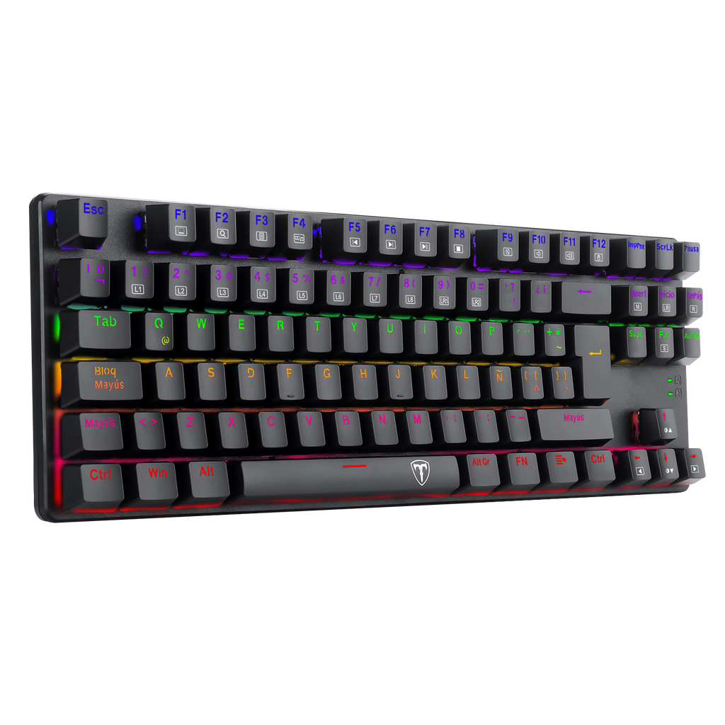 Teclado de juegos RGB, conjunto con cable USB de 104 teclas con luces LED, compatible con PC, Mac, PS4, Xbox One, no requiere batería, diseño ergonómico para accesorios de juegos de PC | T-Dagger Arena 
Teclado Economico Gamer con luces led que cambian 
Luces Rainbow