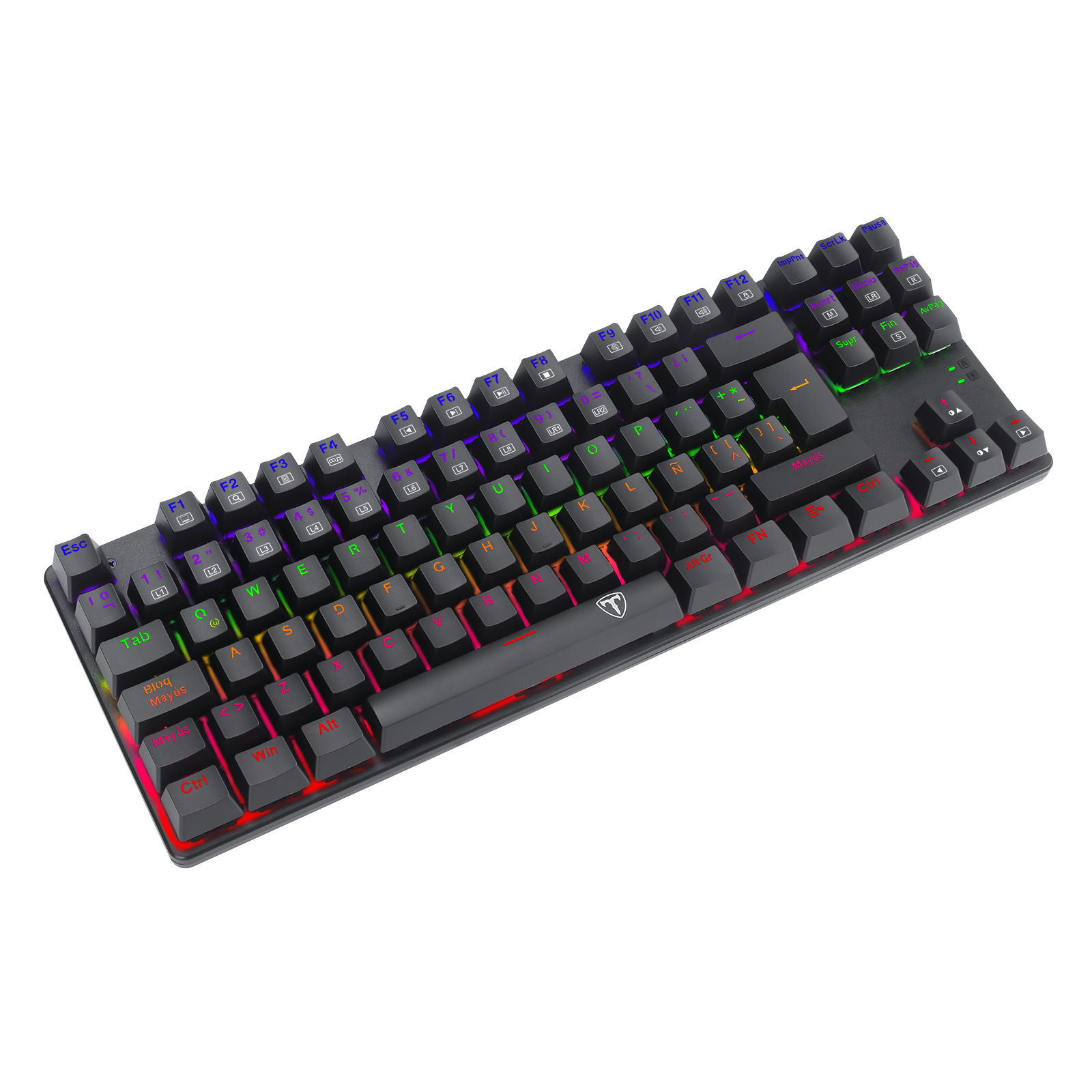 Teclado de juegos RGB, conjunto con cable USB de 104 teclas con luces LED, compatible con PC, Mac, PS4, Xbox One, no requiere batería, diseño ergonómico para accesorios de juegos de PC | T-Dagger Arena 
Teclado Economico Gamer con luces led que cambian 
Luces Rainbow